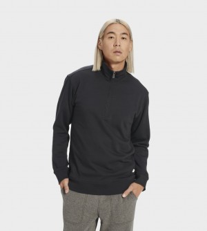 Ugg Zeke Half Zip Pullover Men's Sweatshirt Black | BFWYLHV-05