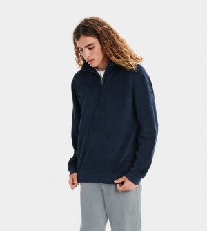 Ugg Zeke Sherpa Men's Sweatshirt Navy | WSQDUFB-54