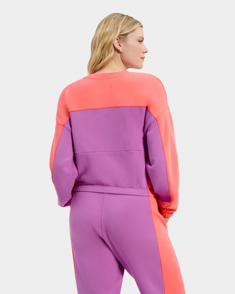 Ugg Aryia Cropped Pullover Blocked Women's Tops Coral | JTWVUAS-10