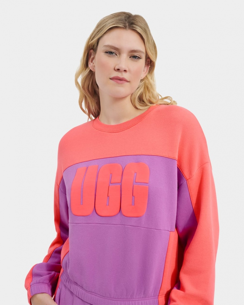 Ugg Aryia Cropped Pullover Blocked Women's Tops Coral | JTWVUAS-10