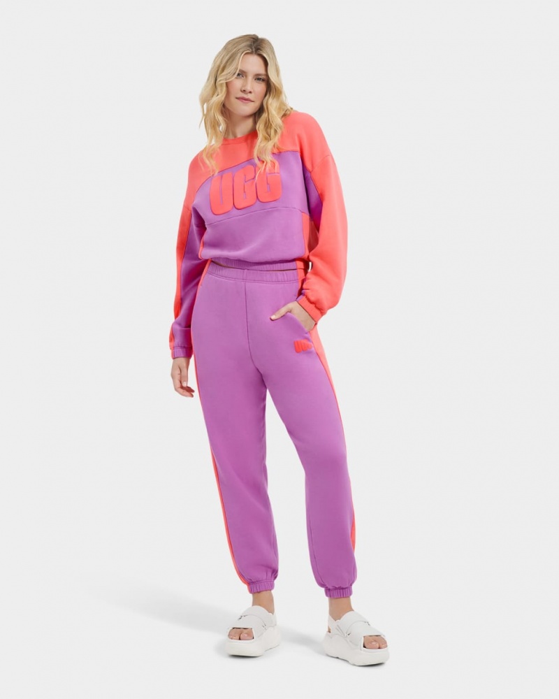 Ugg Aryia Cropped Pullover Blocked Women's Tops Coral | JTWVUAS-10