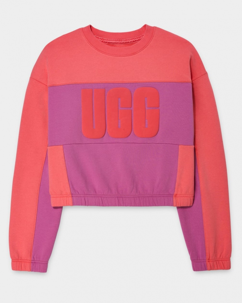 Ugg Aryia Cropped Pullover Blocked Women's Tops Coral | JTWVUAS-10