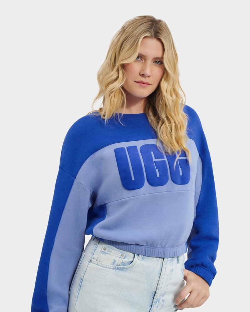 Ugg Aryia Cropped Pullover Blocked Women's Tops Blue | VLPMOFX-05
