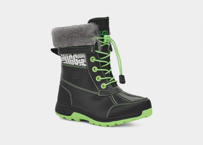 Ugg Butte II CWR Glow Graphic Kids' Boots Black / Green | WJTLGSM-53