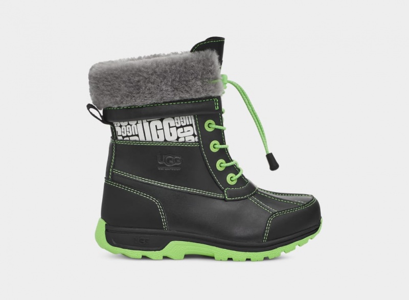 Ugg Butte II CWR Glow Graphic Kids\' Boots Black / Green | WJTLGSM-53