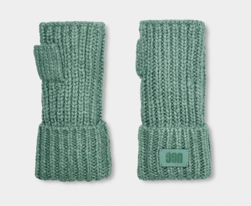 Ugg Chunky Fingerless Cuff Women's Gloves Green | YNXBVGE-29