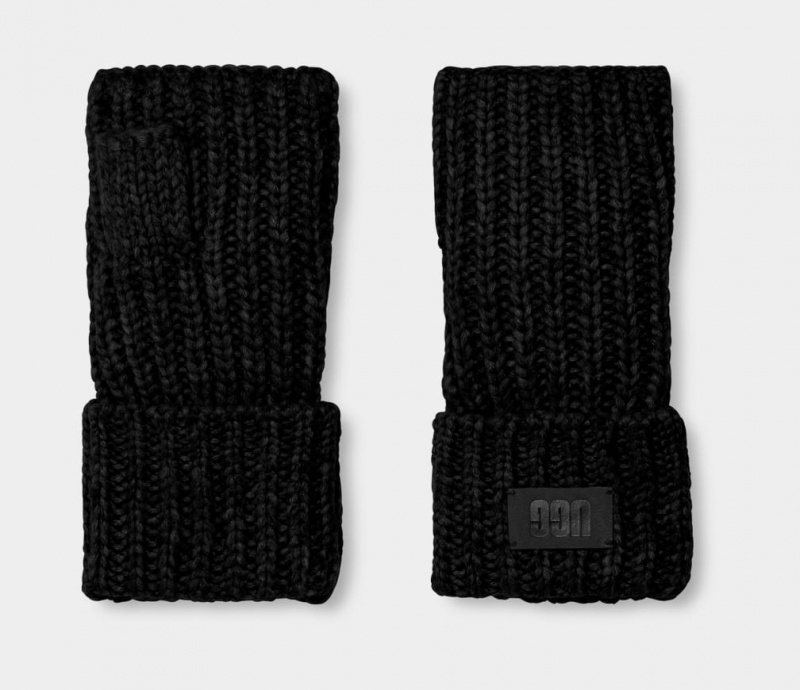 Ugg Chunky Fingerless Cuff Women's Gloves Black | LJNFPVZ-15