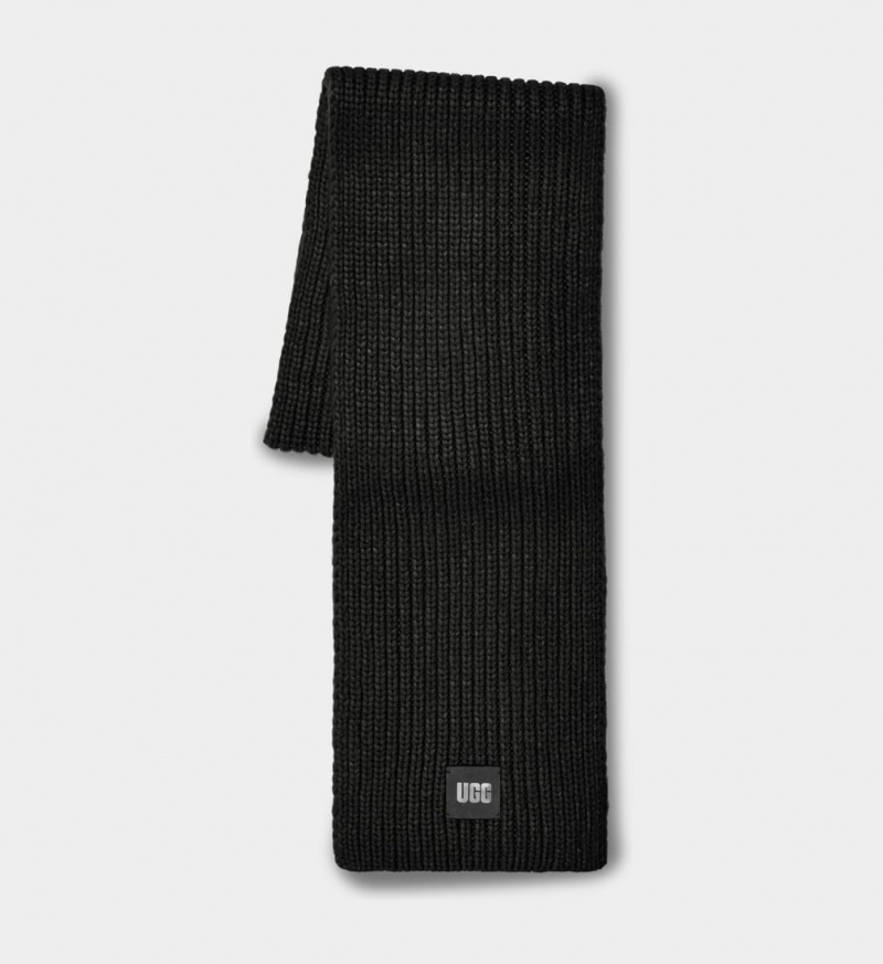 Ugg Chunky Rib Knit Women's Scarves Black | WPDBKTI-23