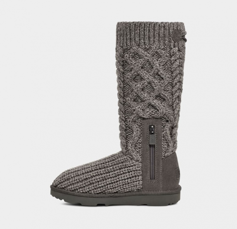Ugg Classic Cardi Cabled Knit Kids' Boots Grey | RIZWNSQ-59
