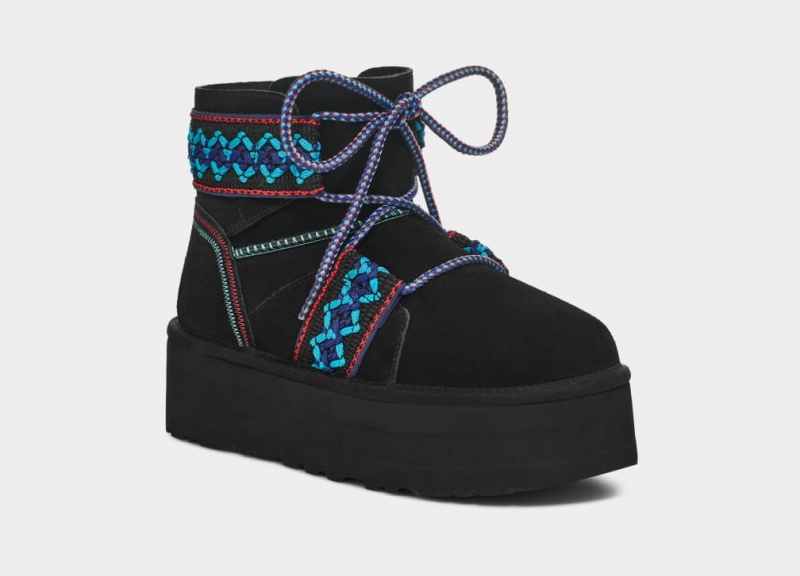 Ugg Classic Mini II Braid Women's Platform Boots Black | BJGLXWY-84