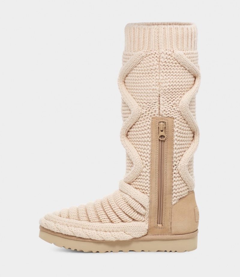 Ugg Classic Tall Chunky Knit Women's Boots Beige | NZEXSLP-17