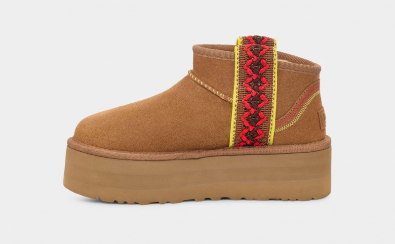 Ugg Classic Ultra Mini Braid Women's Platform Boots Brown | ESRZACT-73