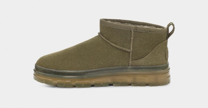 Ugg Classic Ultra Mini Clear Women's Boots Olive | AXKTBNW-86