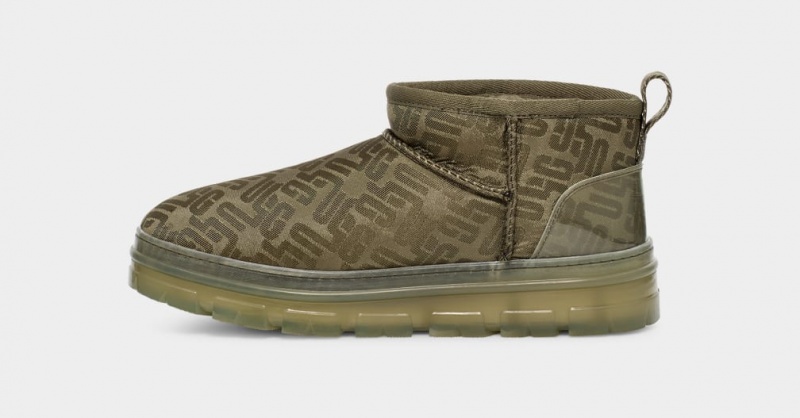 Ugg Classic Ultra Mini Monogram Women's Boots Olive | JYCOVUE-45