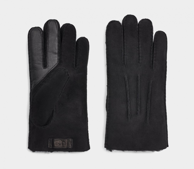 Ugg Contrast Sheepskin Tech Men's Gloves Black | ZIGPTLU-71