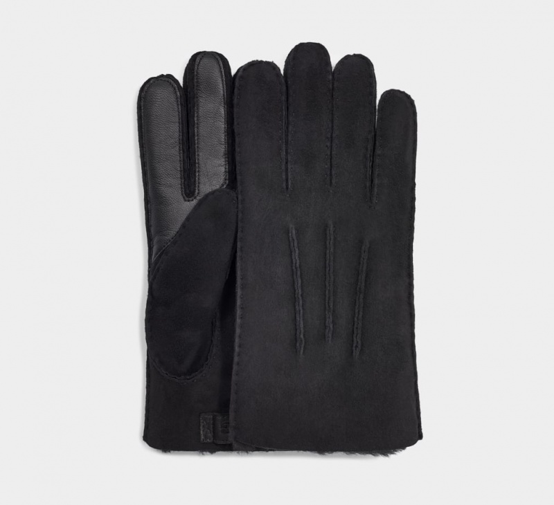 Ugg Contrast Sheepskin Tech Men\'s Gloves Black | ZIGPTLU-71