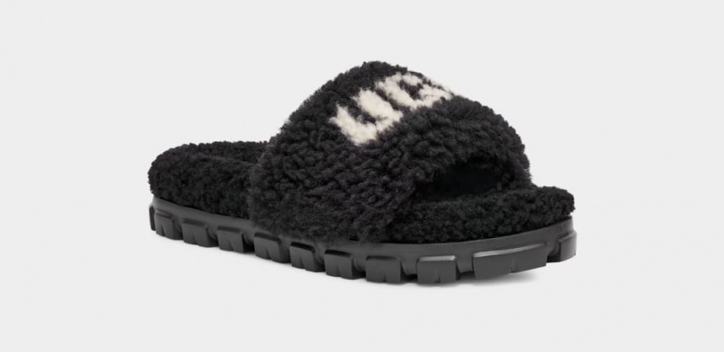 Ugg Cozetta Curly Graphic Women's Slippers Black | GLMIEQF-43