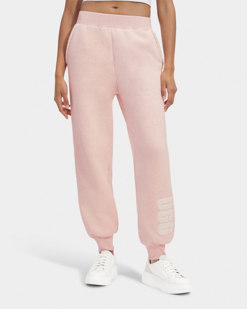 Ugg Daylin Bonded Fleece Logo Women's Sweatpants Pink / White | QBUTPRJ-50
