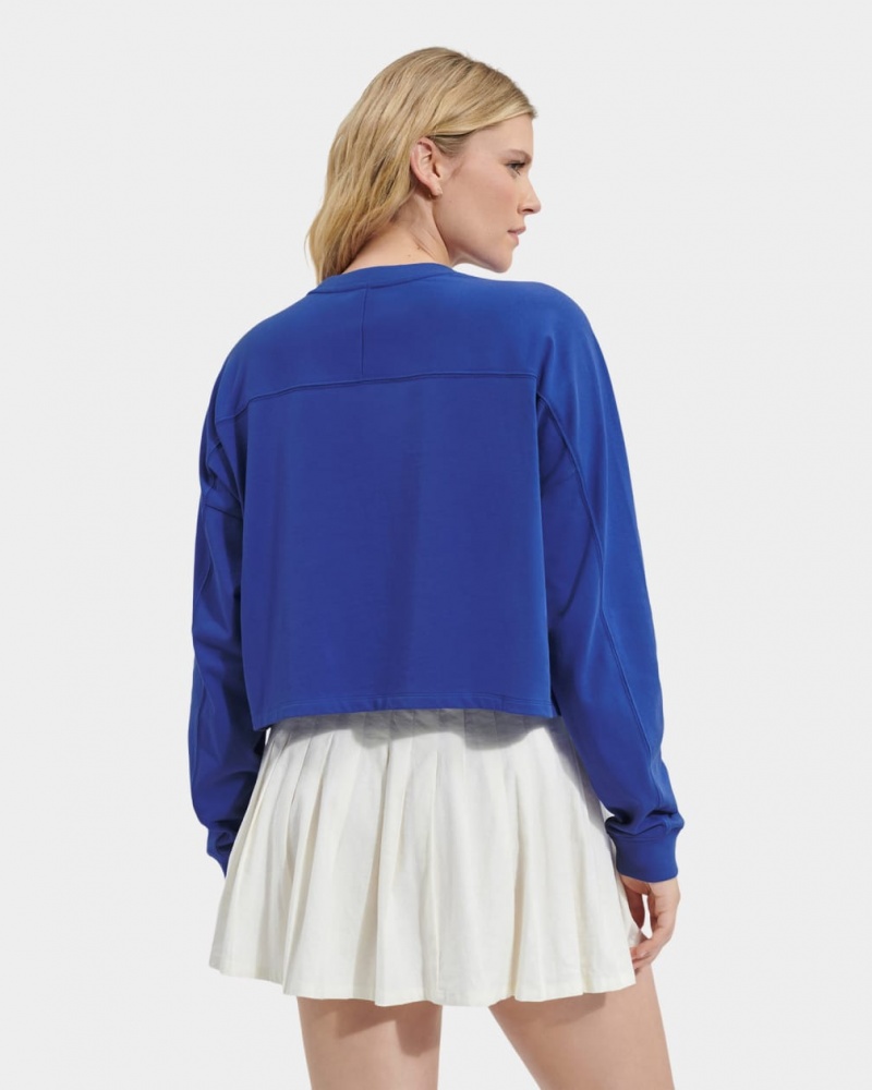 Ugg Delylah Long Sleeve Crop Women's Tops Blue | YBUJTCO-45