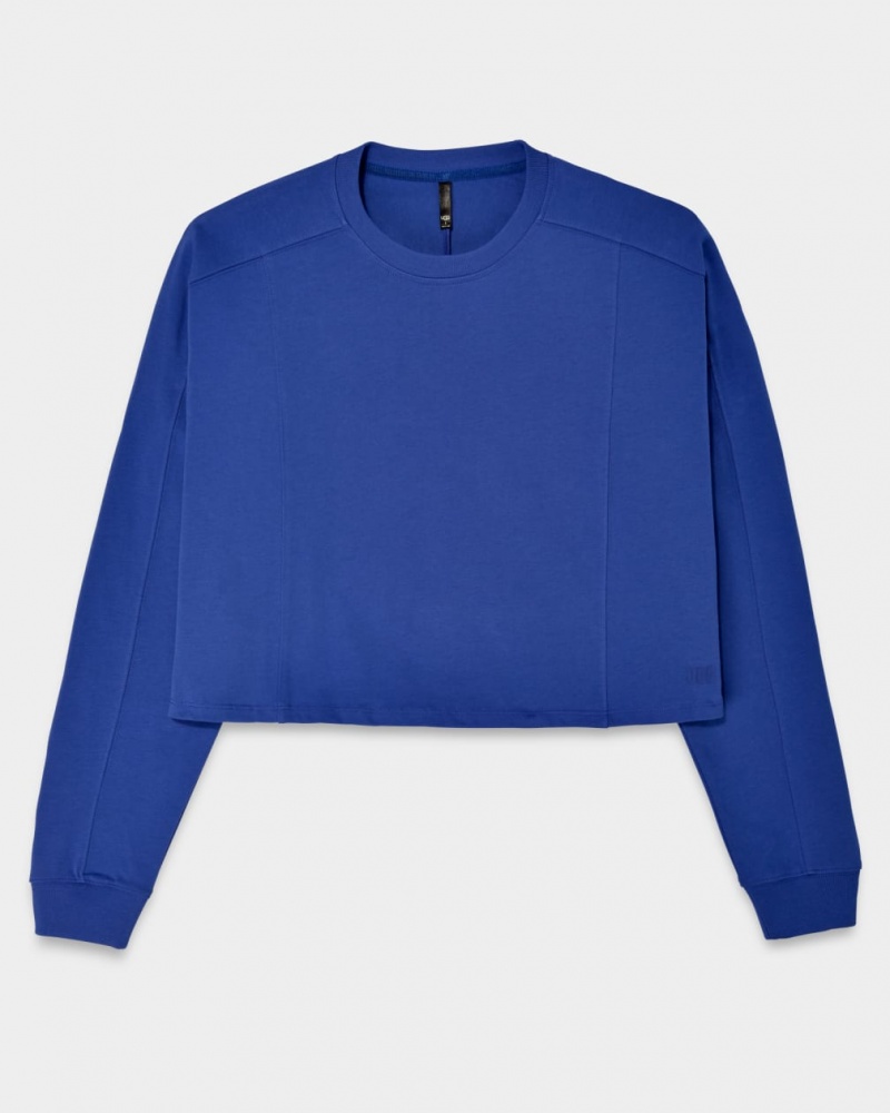 Ugg Delylah Long Sleeve Crop Women's Tops Blue | YBUJTCO-45