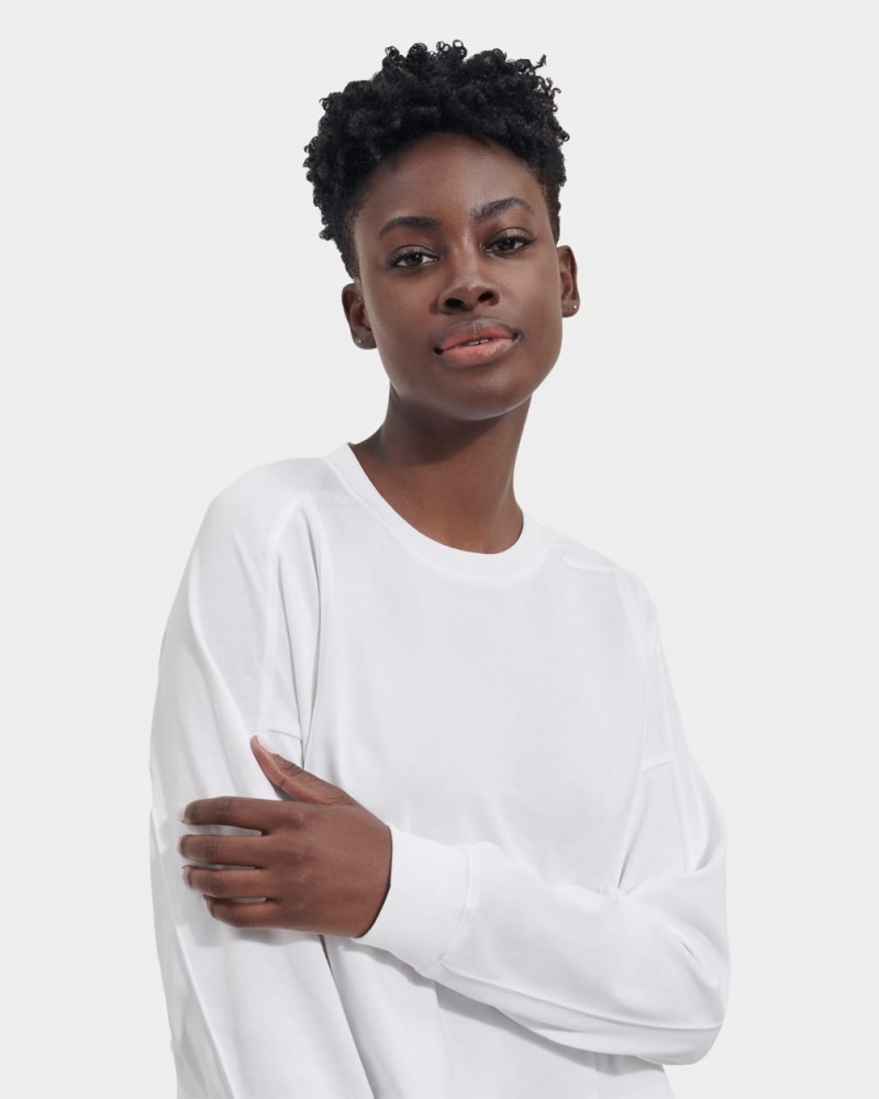 Ugg Delylah Long Sleeve Crop Women's Tops White | LPBEKDR-62