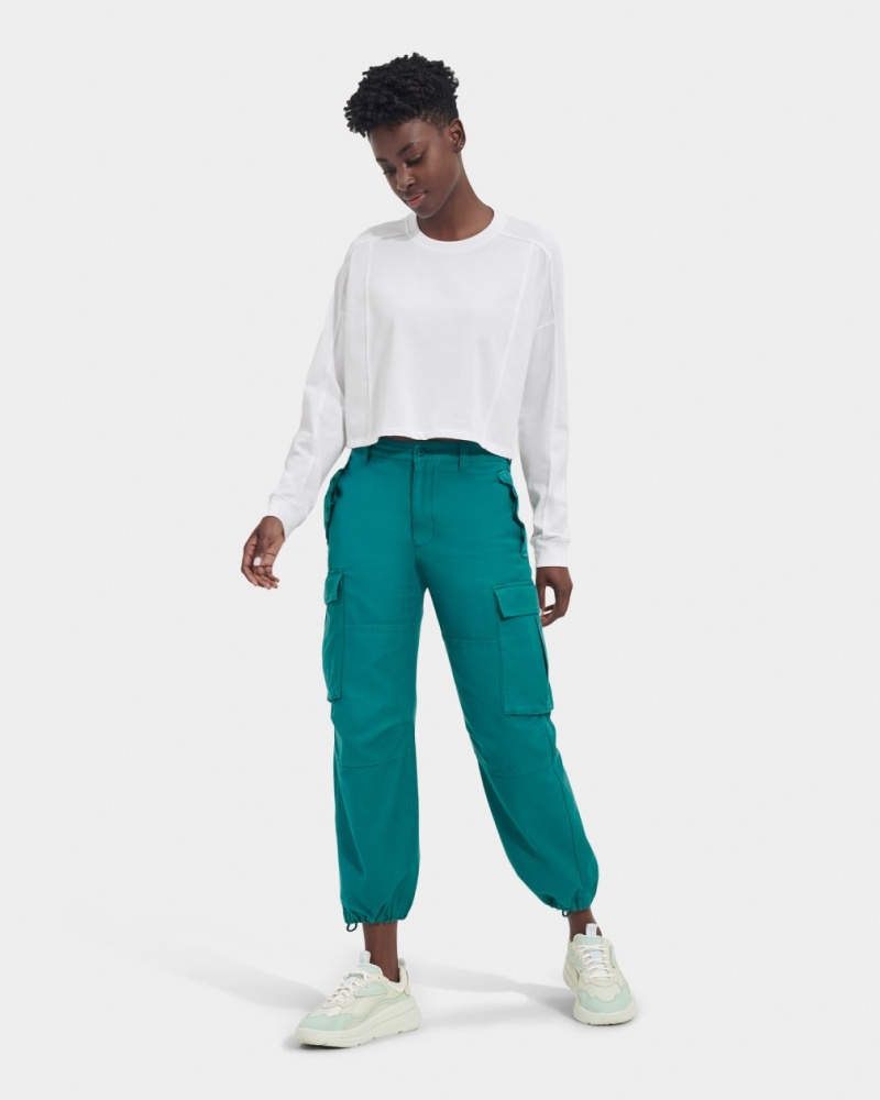 Ugg Delylah Long Sleeve Crop Women's Tops White | LPBEKDR-62