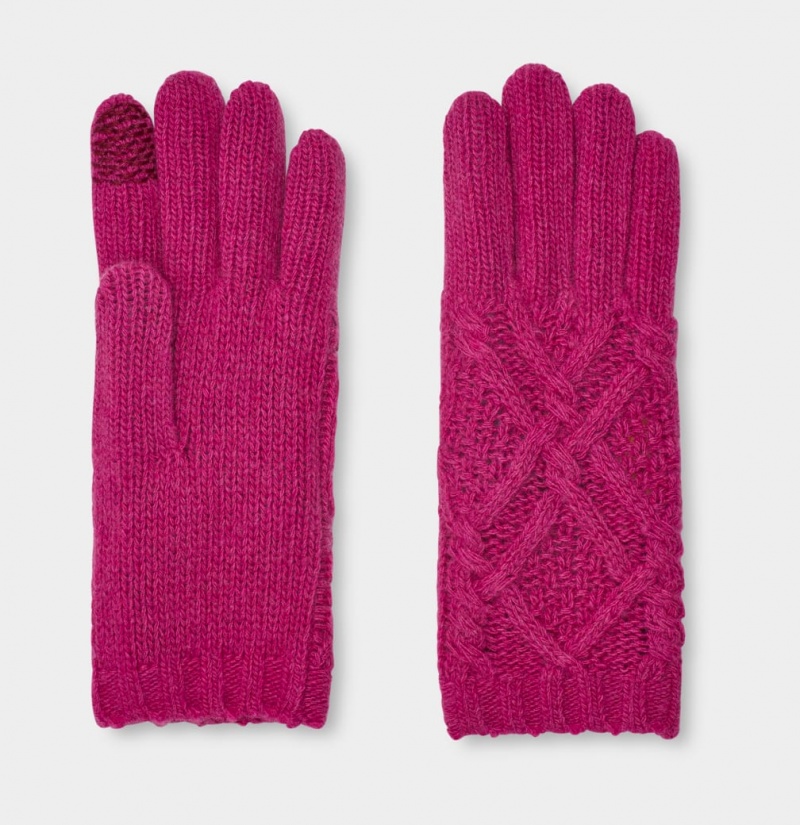 Ugg Desmond Cable Knit Women's Gloves Red | BFRMVYS-01