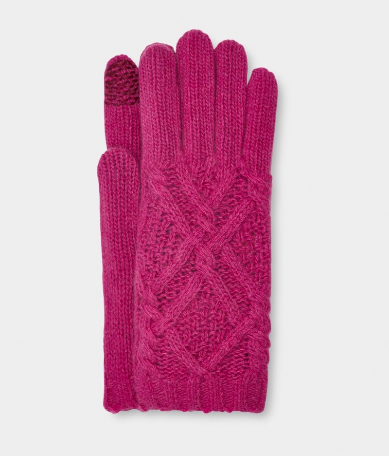 Ugg Desmond Cable Knit Women\'s Gloves Red | BFRMVYS-01
