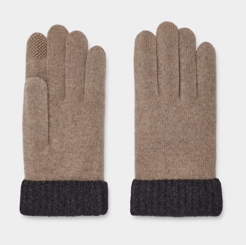 Ugg Evander Knit Men's Gloves Cream / Grey | UZEYSQB-96