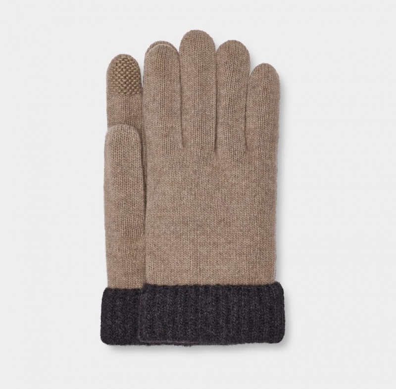 Ugg Evander Knit Men\'s Gloves Cream / Grey | UZEYSQB-96