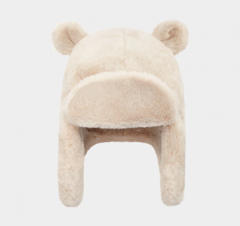 Ugg Faux Fur Trapper With Ears Kids\' Hats White | VWBYKLR-01