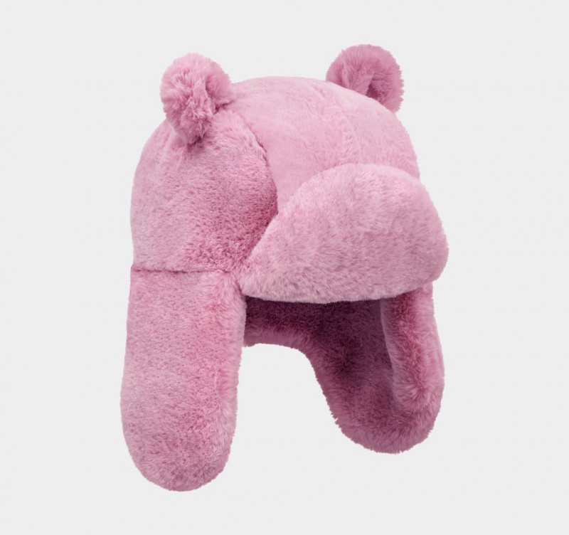 Ugg Faux Fur Trapper With Ears Kids' Hats Rose | XBKLCZQ-29