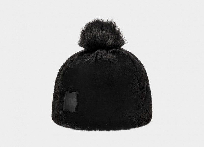 Ugg Faux Fur W Pom Women's Beanie Black | TCDFKLE-34