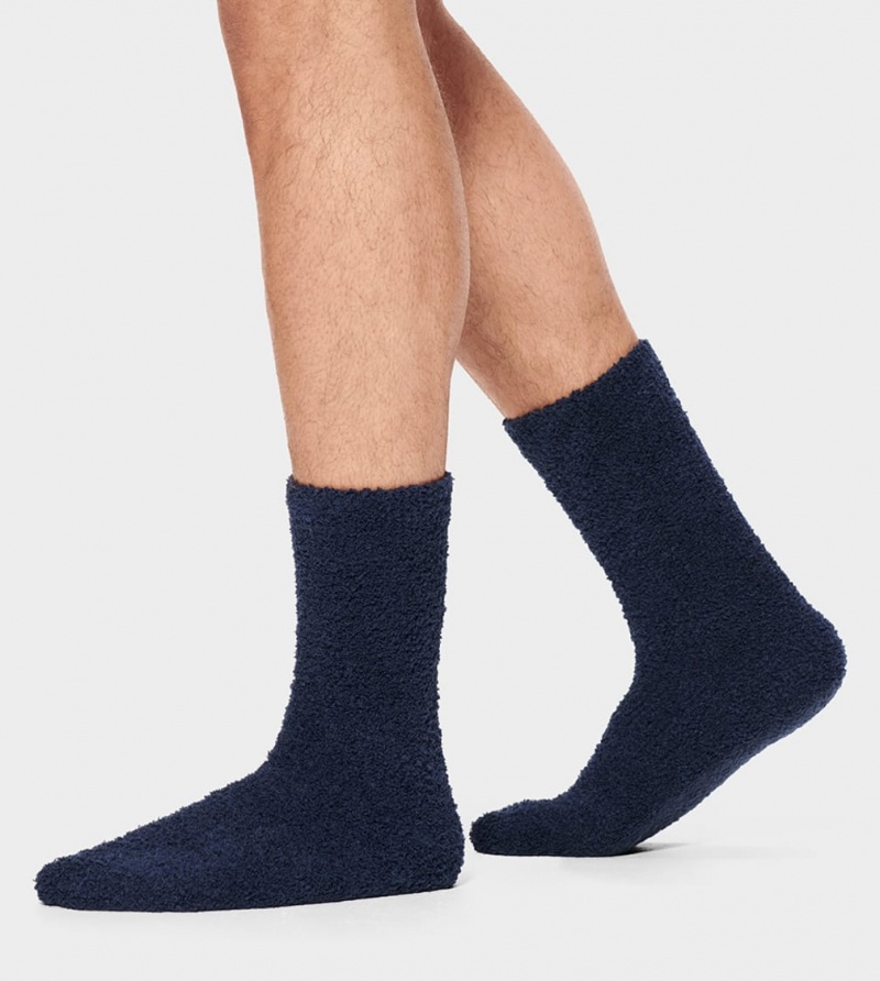 Ugg Fincher Ultra Cozy Crew Men\'s Socks Navy | FKWENUM-56