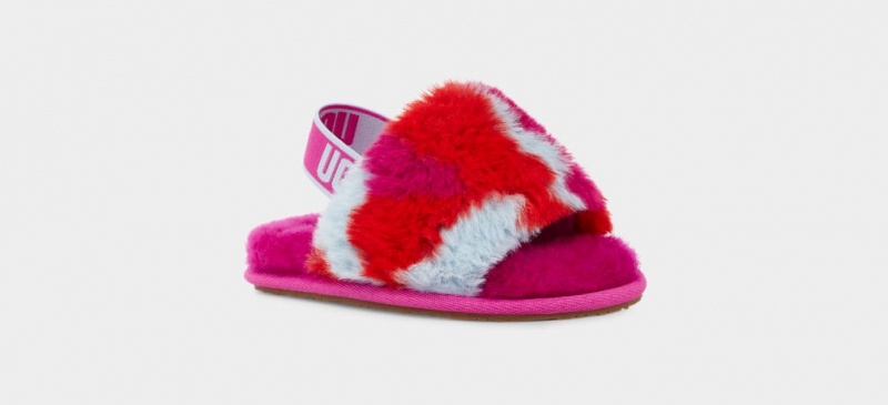 Ugg Fluff Yeah Camopop Kids' Slippers Red | UQHNFSD-42