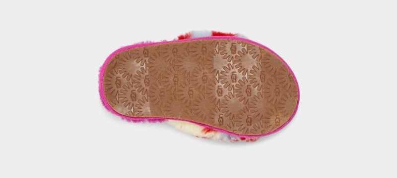 Ugg Fluff Yeah Camopop Kids' Slippers Red | UQHNFSD-42