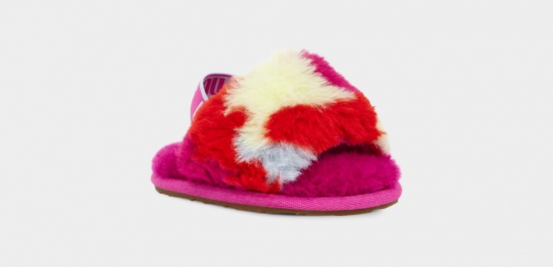 Ugg Fluff Yeah Camopop Kids' Slippers Red | XUPFNLY-96