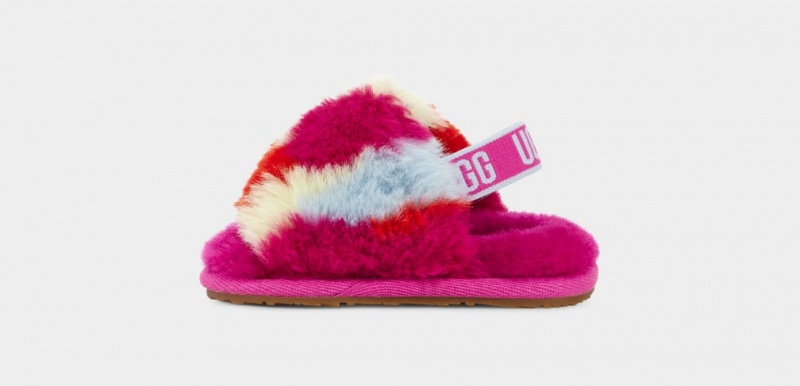 Ugg Fluff Yeah Camopop Kids' Slippers Red | XUPFNLY-96
