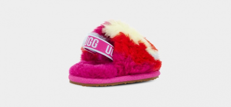 Ugg Fluff Yeah Camopop Kids' Slippers Red | XUPFNLY-96