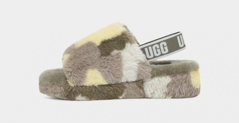 Ugg Fluff Yeah Camopop Women's Slippers Green | FSXLOZN-82