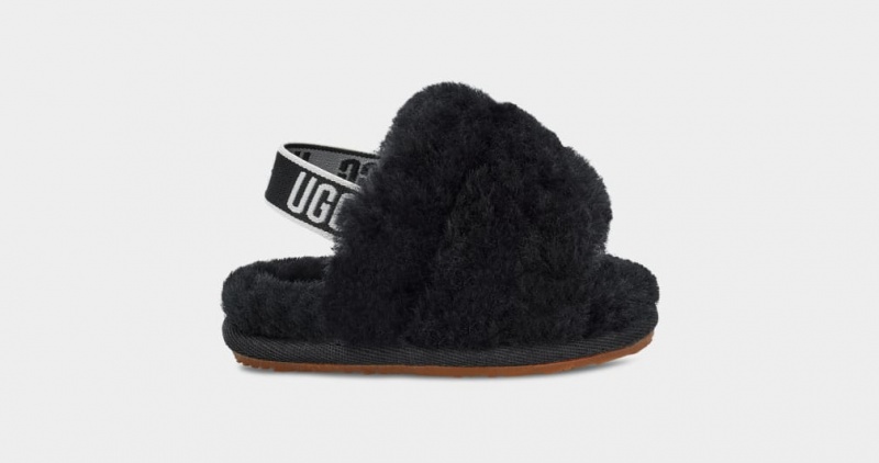 Ugg Fluff Yeah Kids\' Slippers Black | ZJPVHYA-69