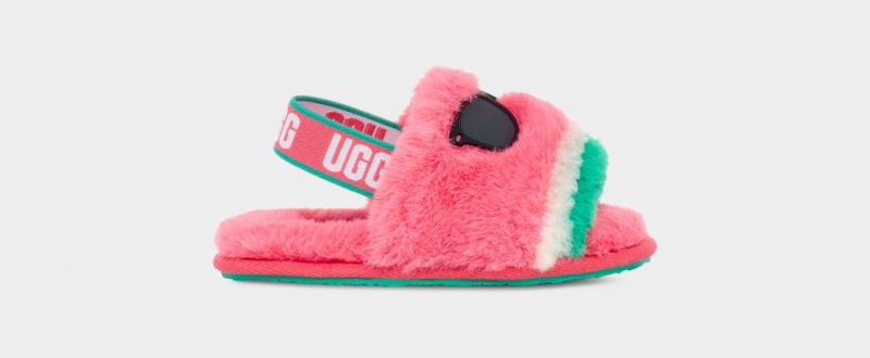 Ugg Fluff Yeah Watermelon Stuffie Kids\' Slippers Pink | SAJEFNQ-50