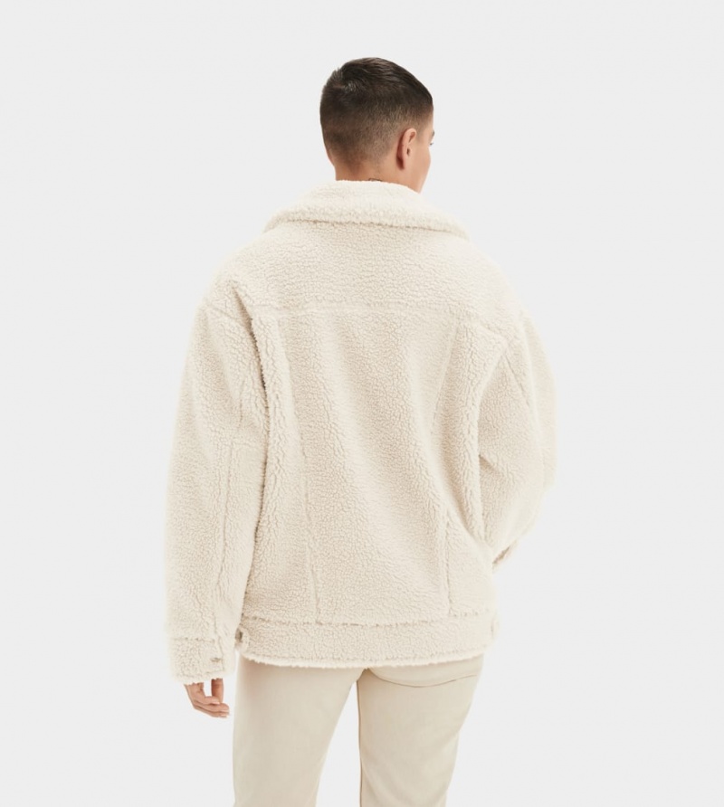 Ugg Frankie Sherpa Trucker Women's Jackets Beige | YXFOMJA-06