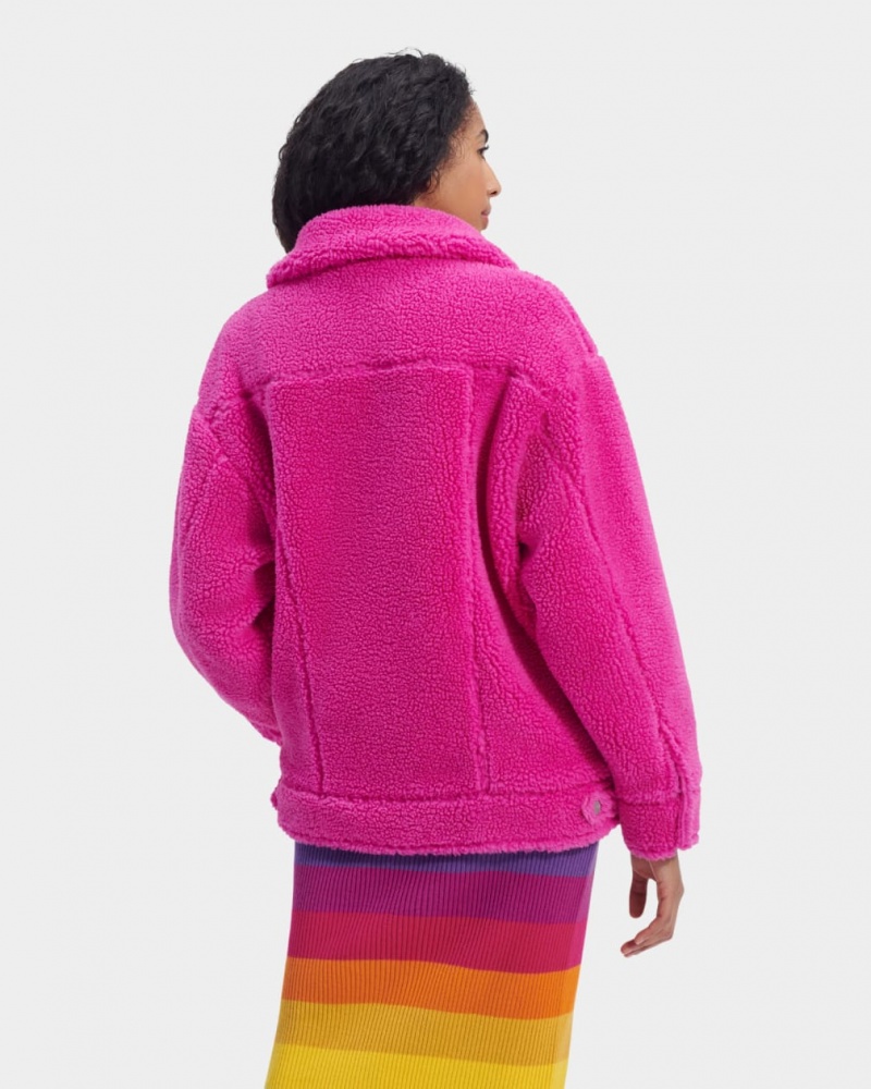Ugg Frankie Sherpa Trucker Women's Jackets Pink | NRFBJQS-61