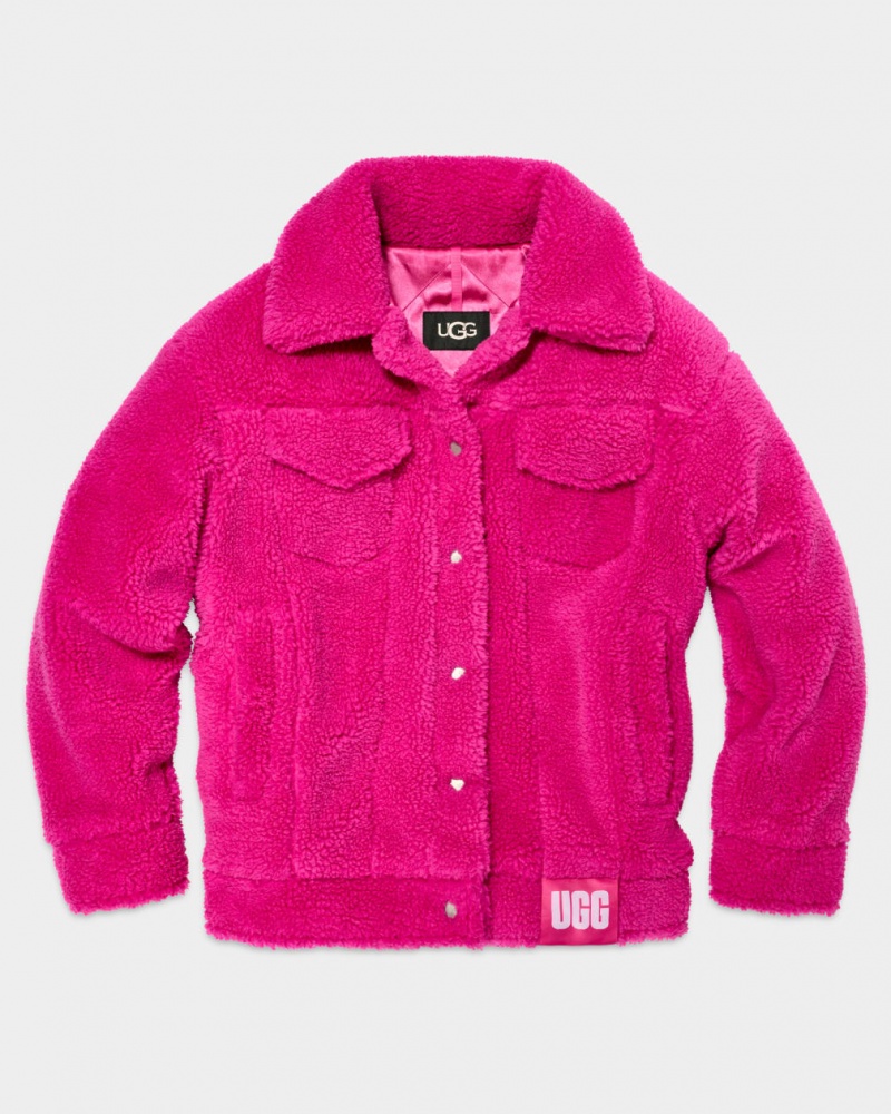 Ugg Frankie Sherpa Trucker Women's Jackets Pink | NRFBJQS-61