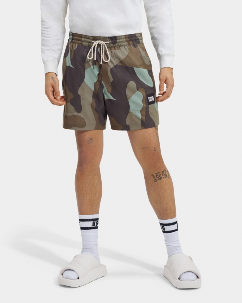 Ugg Freemon Print Men's Shorts Green | BWYIAUS-21