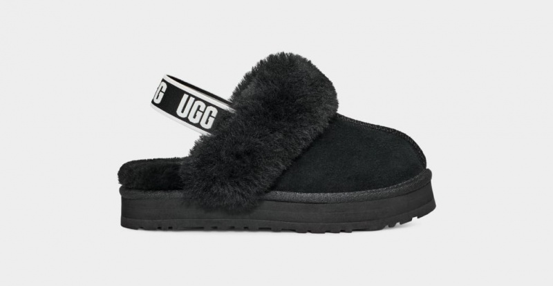 Ugg Funkette Kids\' Slippers Black | FGJTVQA-53