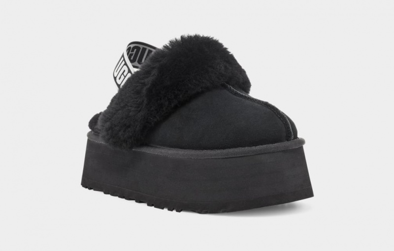 Ugg Funkette Women's Slippers Black | GMNQOXK-10