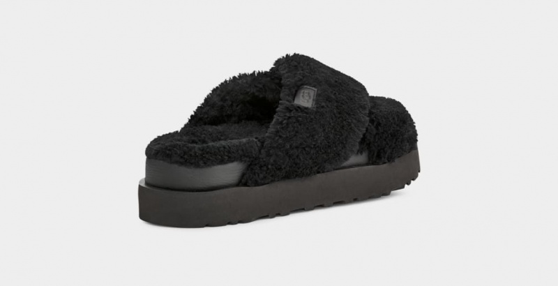 Ugg Fuzz Sugar Cross Women's Slides Black | COSURLQ-72