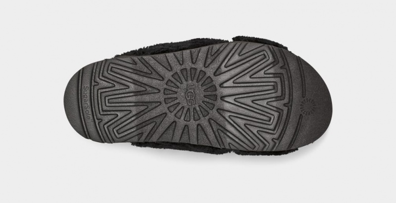Ugg Fuzz Sugar Cross Women's Slides Black | COSURLQ-72